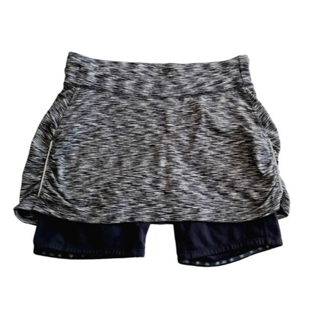 Athleta Space Dye Athletic Skort Black White Running Tennis Skirt Small‎